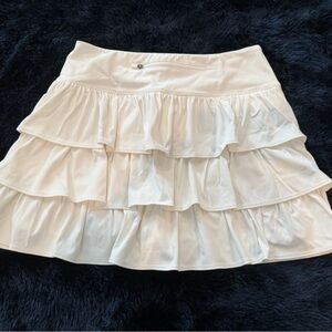 Savvi White Stretch Tennis/Pickleball Ruffled Skirt